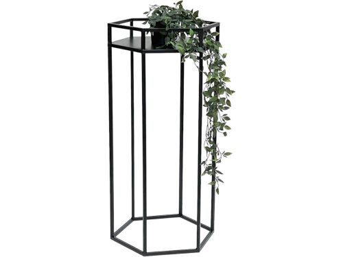 Zwarte Metalen Bloemenkruk Hoog 70cm - Stijlvolle Plantenstandaard Bijzettafel