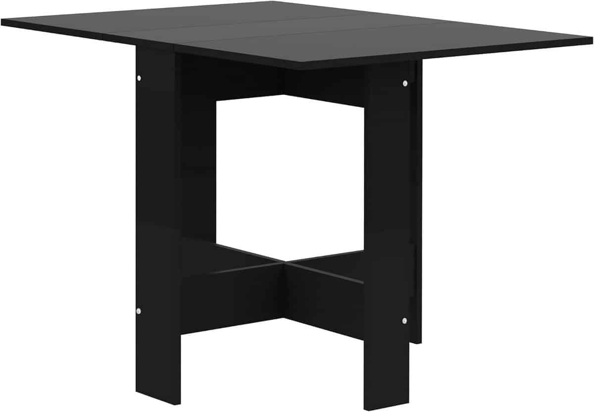 zwarte opklapbare klaptafel met 2 vleugels robuust en veelzijdig