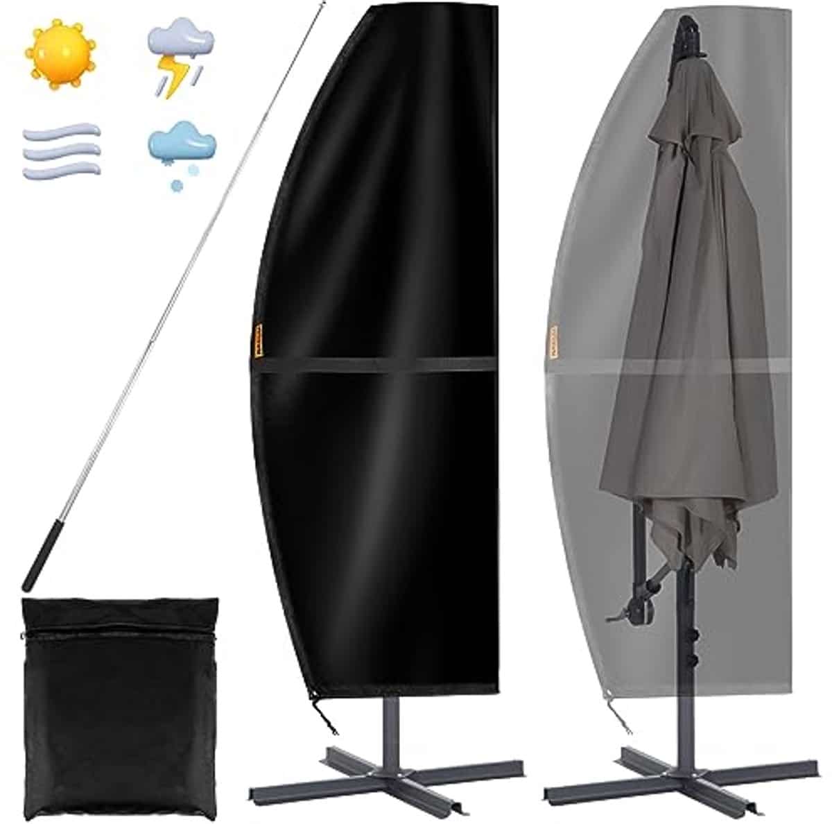 zwarte parasolhoes voor bescherming tegen weerselementen