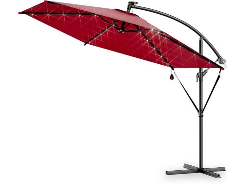 Zweefparasol 300 cm met LED-verlichting en windbescherming - Kantelbaar en