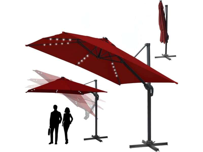 Zweefparasol 300 x 300 cm - Kantelbare tuinparasol 360° draaibaar