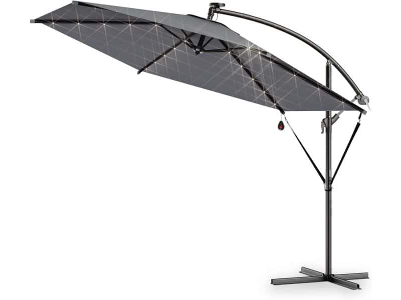 Zweefparasol 300cm met LED-Verlichting en Windbescherming