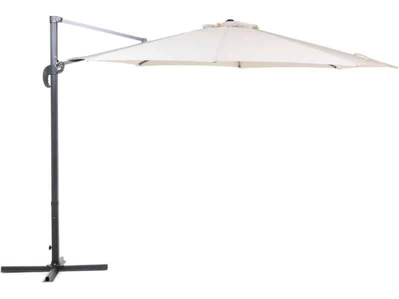 Zweefparasol Achthoekig 300 cm Lichtbeige Polyester Scherm Zwart Stalen Frame