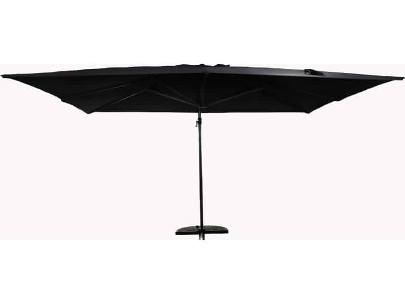 Zweefparasol Antraciet Aluminium 3x4m knikbaar & 360° draaibaar + Kruispoot