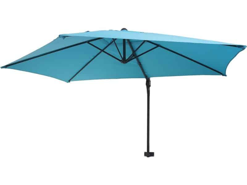 Zweefparasol Balkonscherm 3m - Kantelbaar Polyester met Aluminium/Staalelementen - Turquoise