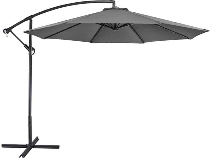 Zweefparasol Grijs 300 cm Diameter UV 50+ Kantelbaar en Traploos