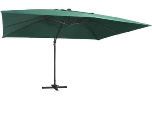 Zweefparasol Groen 400x300 cm Met LED Verlichting en 360° Draaibaar
