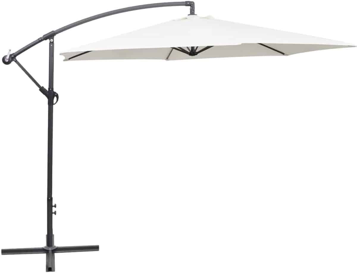 zweefparasol hangend zandwit uv bestendig en geventileerd