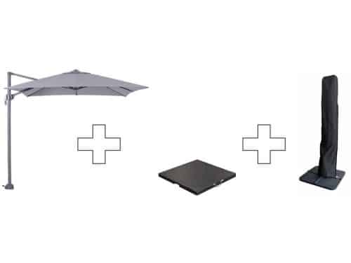 Zweefparasol Hawaii S - met voet en hoes - Lichtgrijs