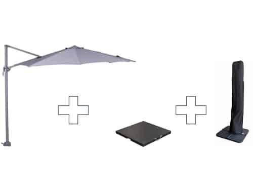 Zweefparasol Hawaii S - met voet en hoes - Lichtgrijs