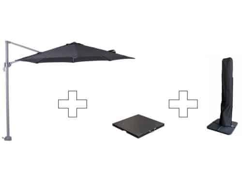 Zweefparasol Hawaii S - met voet en hoes - Zwart