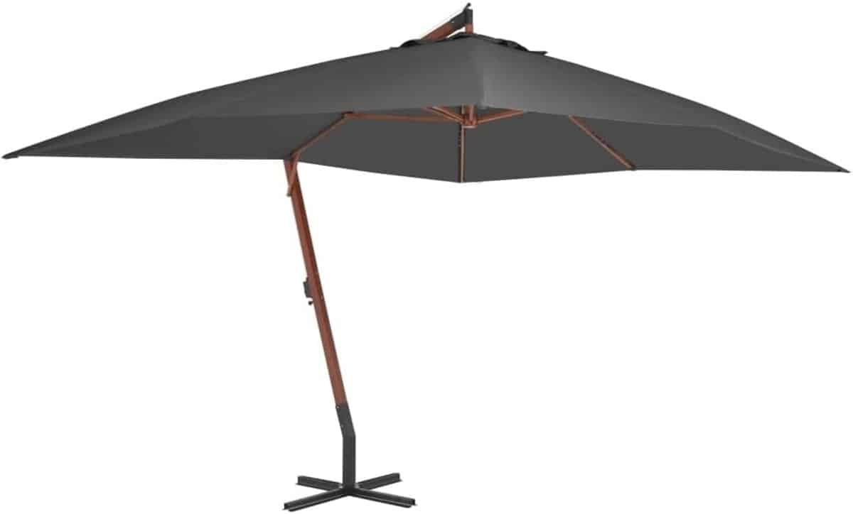 zweefparasol hout hangende schaduw tuin beschutting vrij