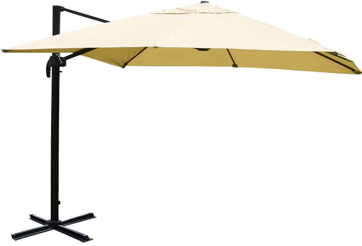 zweefparasol mcw a96, 3,5×3,5m (Ø4,95m) polyester/aluminium 25kg ~ crème zonder standaard