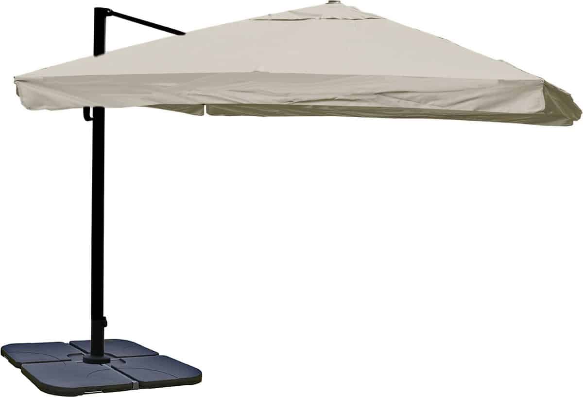 zweefparasol mcw a96, 3x3m (Ø4,24m) polyester aluminium/staal 23kg ~ flap