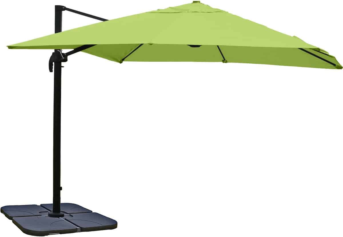 zweefparasol mcw a96, 3x3m (Ø4,24m) polyester aluminium/staal 23kg ~ groen met