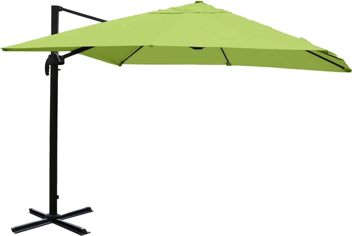 zweefparasol mcw a96, 3x3m (Ø4,24m) polyester aluminium/staal 23kg ~ groen zonder