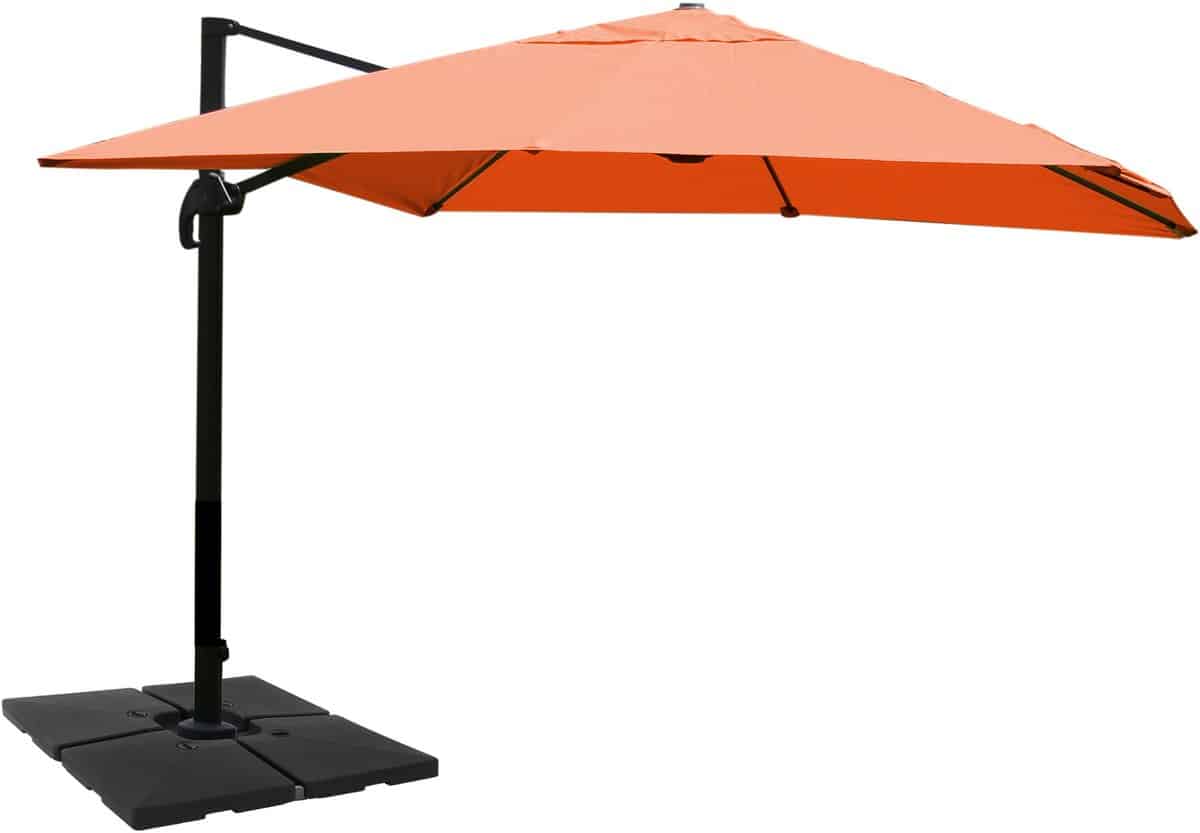 zweefparasol mcw a96, 3x4m (Ø5m) polyester aluminium/staal 26kg ~ terracotta met