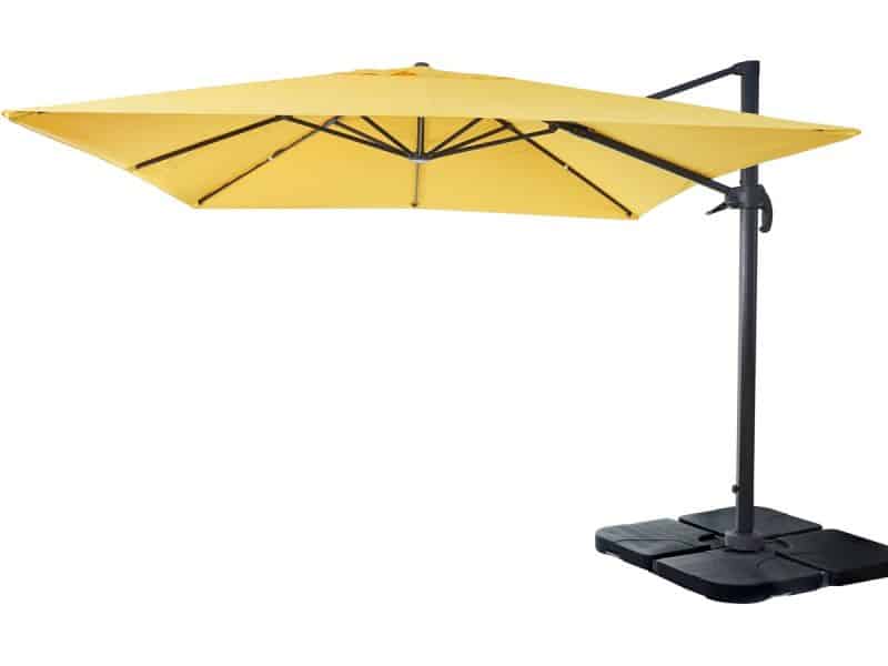 Zweefparasol MCW-A96, parasol 3x3m (Ø4.24m) polyester aluminium/staal 23kg ~ geel