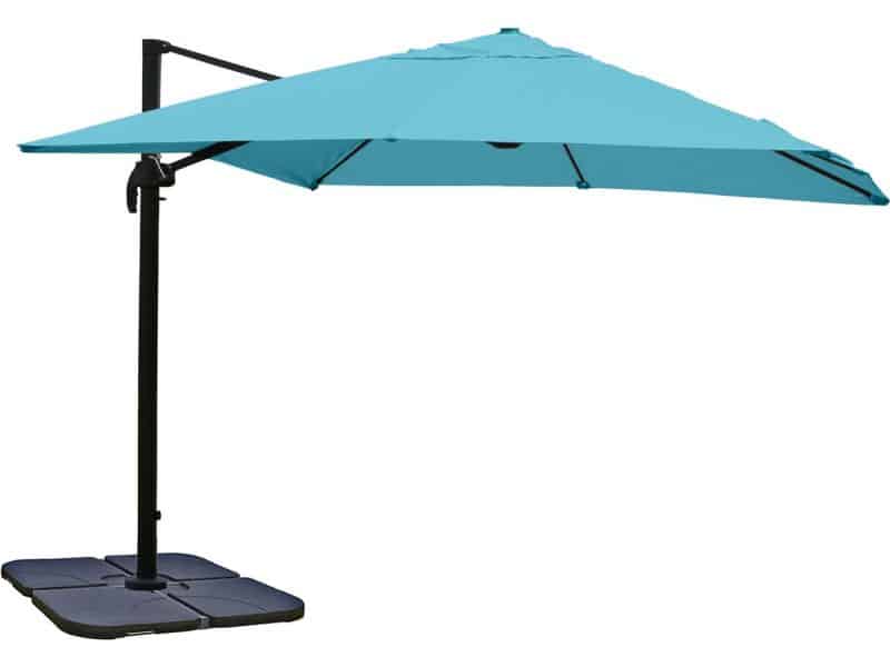Zweefparasol MCW-A96, parasol 3x3m (Ø4.24m) polyester aluminium/staal 23kg ~ turquoise
