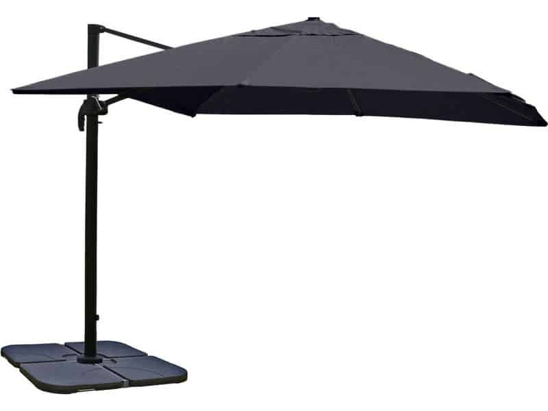 Zweefparasol MCW-A96, parasol, 3x3m (Ø4.24m) polyester/aluminium 23kg ~ antraciet met
