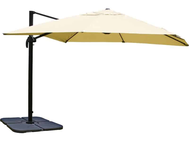 Zweefparasol MCW-A96, parasol 3x3m (Ø4,24m) polyester aluminium/staal 23kg ~ crème