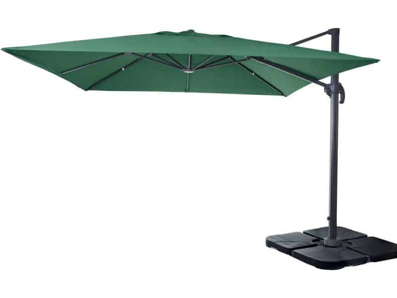 Zweefparasol MCW-A96, parasol 3x3m (Ø4,24m) polyester aluminium/staal 23kg ~ donkergroen