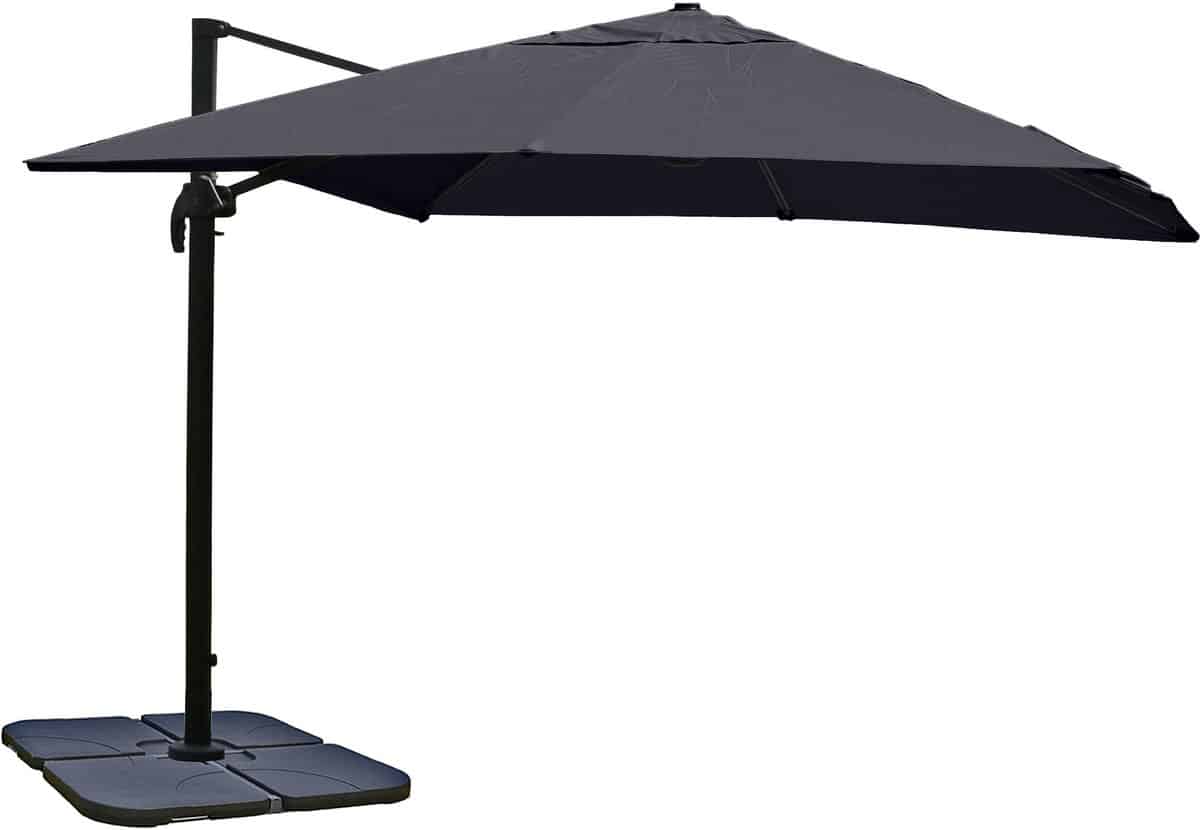 zweefparasol mcw a96, parasol, 3x4m (Ø5m) polyester/aluminium 26kg ~ antraciet met