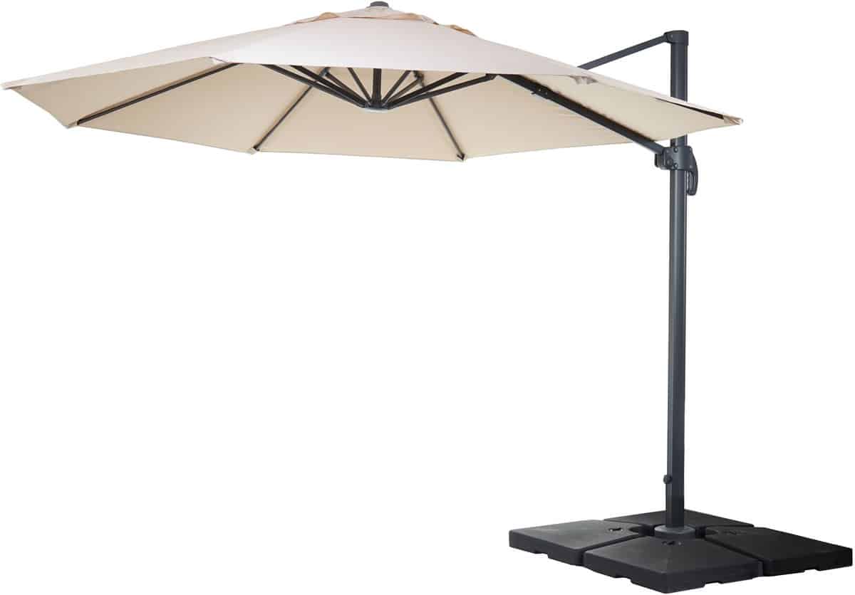 zweefparasol mcw a96, parasol, rond Ø 4m polyester/aluminium 27kg ~ crème