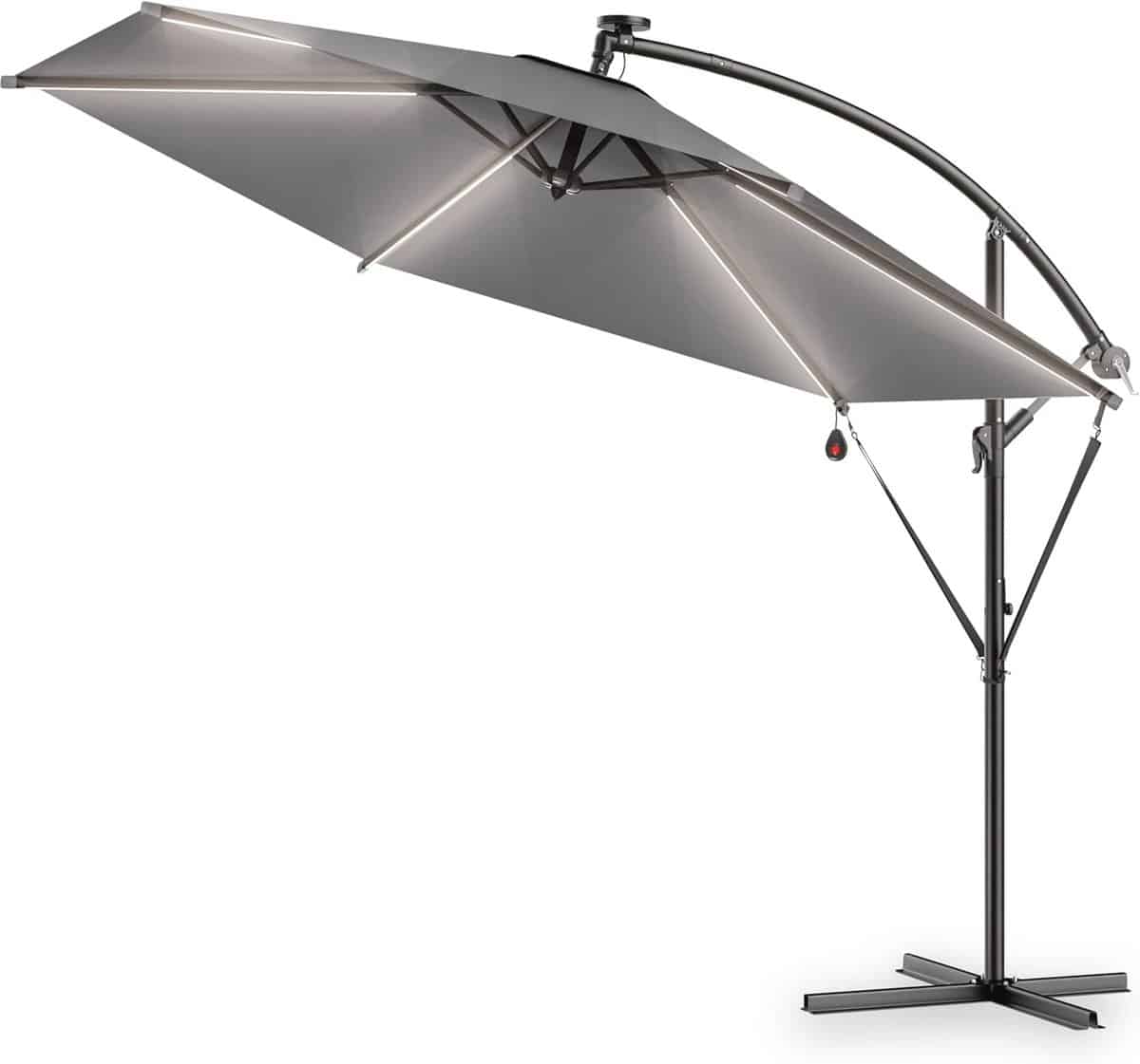 zweefparasol met led verlichting en windbescherming 330 cm stabiel en