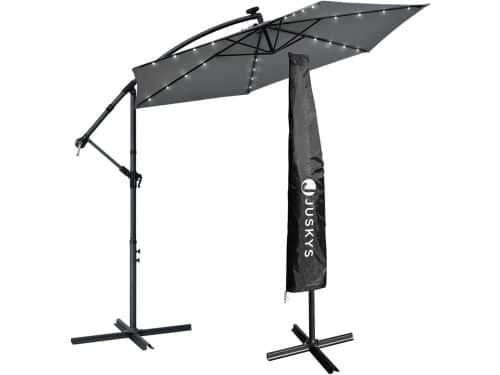 Zweefparasol met Zonne-energie LED Verlichting en UV-bescherming