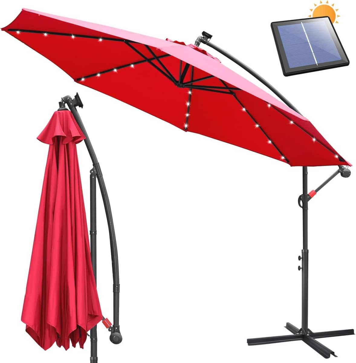zweefparasol met zwengel en standaard voor optimale zonwering en uv bescherming