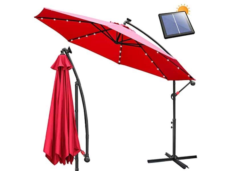 Zweefparasol met zwengel en standaard voor optimale zonwering en UV-bescherming