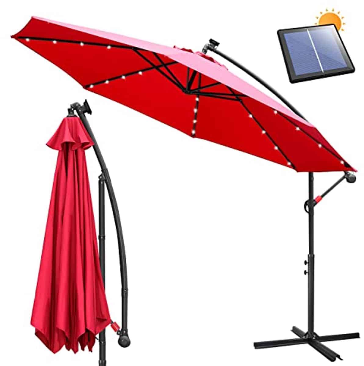 zweefparasol met zwengel en standaard voor optimale zonwering en uv bescherming