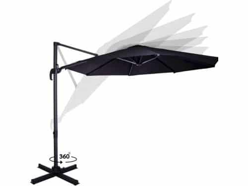 Zweefparasol Ø300cm Antraciet - 360° Draaibaar en Kantelbaar - Inclusief