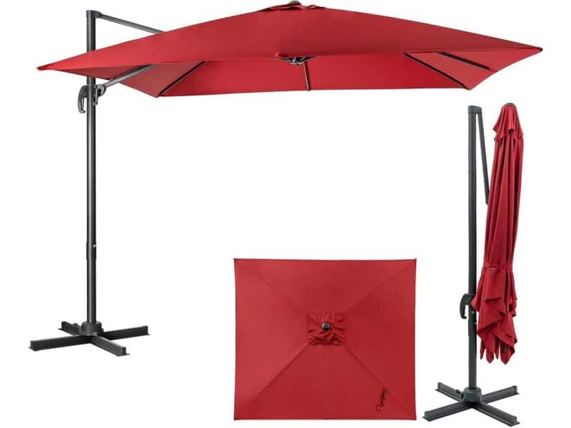 Zweefparasol Rechthoekig 300x300 cm Knikbaar en In Hoogte Verstelbaar