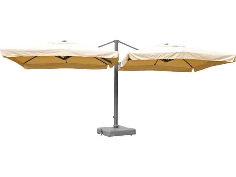 Zweefparasol T44, pergola luifel effect, 6,2x3m polyester 50kg ~ crème