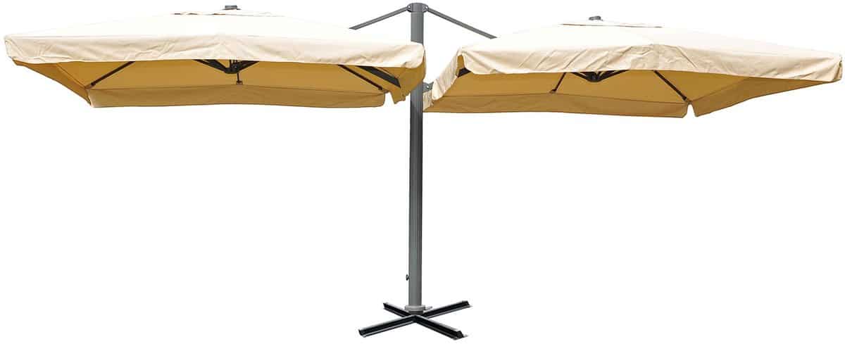 zweefparasol t44, pergola luifel effect, 6,2x3m polyester 50kg ~ crème beige