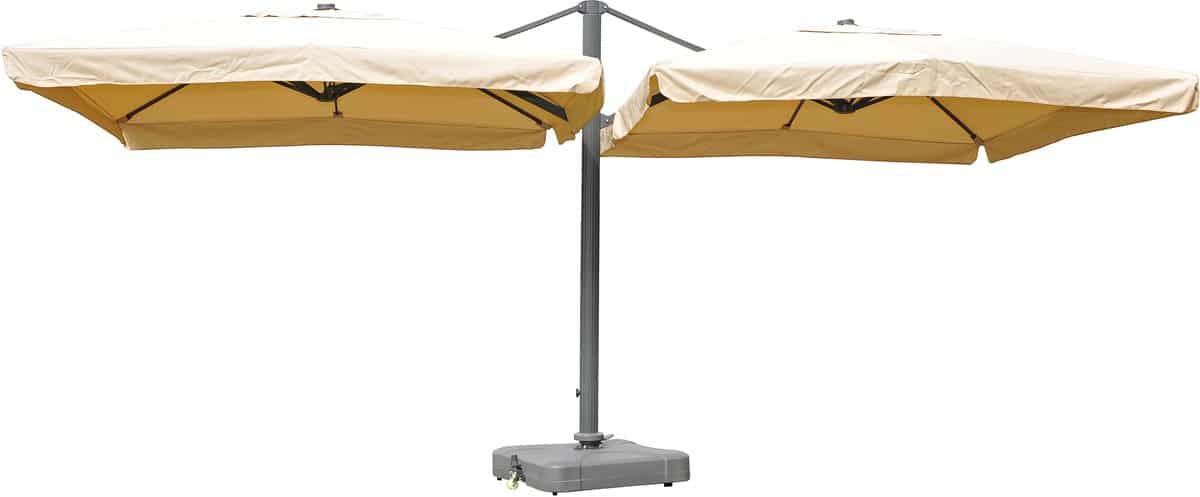 zweefparasol t44, pergola luifel effect, 6,2x3m polyester 50kg ~ crème