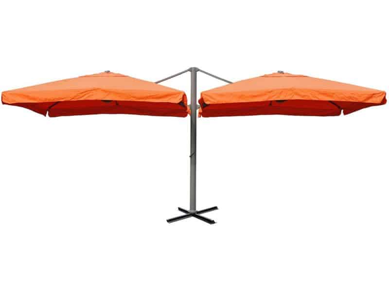 Zweefparasol T44, pergola luifel effect, 6,2x3m polyester 50kg ~ terracotta
