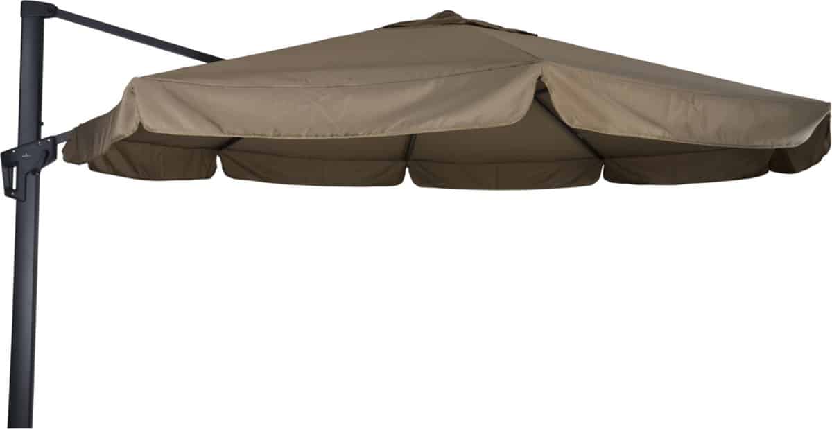 zweefparasol virgo taupe Ø350 cm inclusief kruisvoet