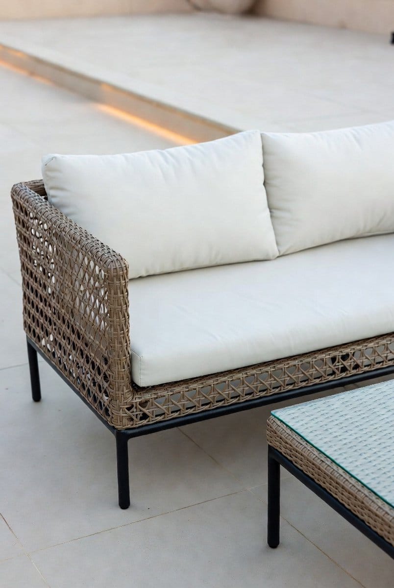 2 delige luxe polyrattan tuinmeubelset met tafel en stoelen