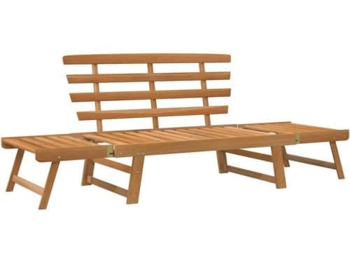 2-in-1 Tuinbank Ligbed Massief Acaciahout | Verstelbaar Buitenmeubel