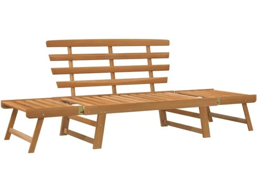 2-in-1 Tuinbank Ligbed Massief Acaciahout | Verstelbaar Buitenmeubel