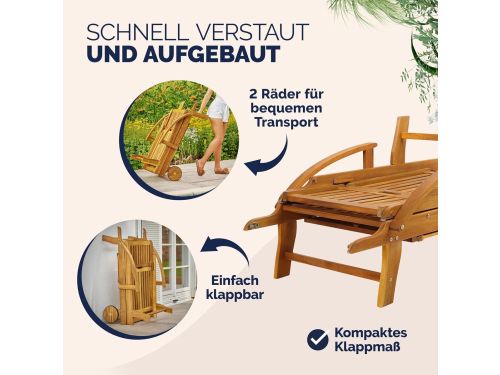 2-persoons ligbed 2-delige set 195,5 cm - inklapbaar acaciahouten tuin