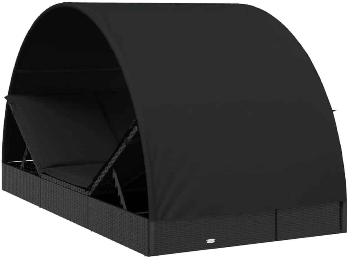 2 persoons ligbed met rond dak 211x112x140 cm zwart