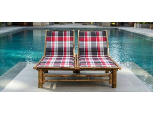 2-Persoons Luxe Bamboe Ligbed met Kussens en Verstelbare Rugleuning