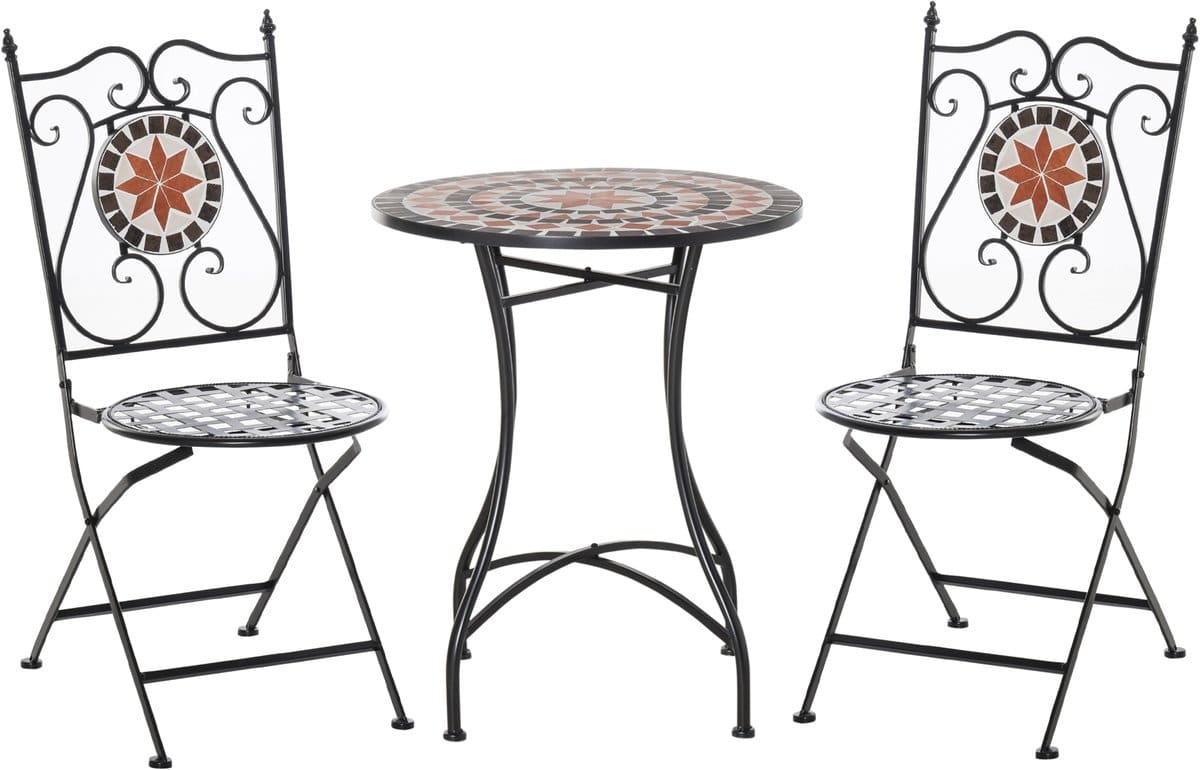 3 delig tuinmeubelen set balkonset met mosaïek tafel en inklapbare