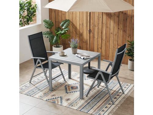 3-delige Aluminium Balkonset met WPC Tuintafel 75x75 cm + 2