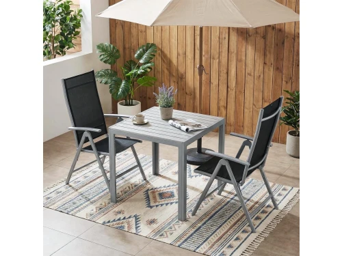 3-delige Aluminium Balkonset met WPC Tuintafel 75x75 cm + 2