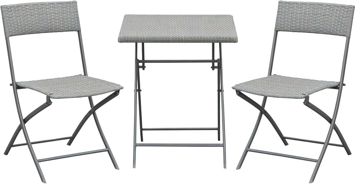 3 delige bistroset voor balkon met klapstoelen en tafel